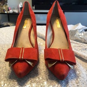Red suede heels
